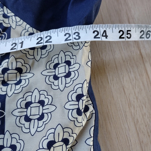 NWT CHICO'S Classic Navy Mix Print Mandarin Collar No Iron Tunic  Size 3/L - Picture 5 of 9